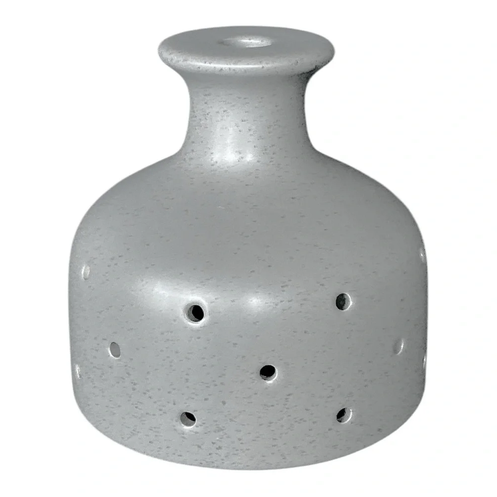 Wabi Sabi Luminary Pendant Light Fixture Shade Pierced Perforated Gray Ceramic